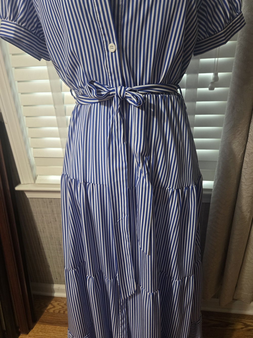 NWOT Striped Blue & White Tie-Waist Maxi Dress - Picture 6 of 9